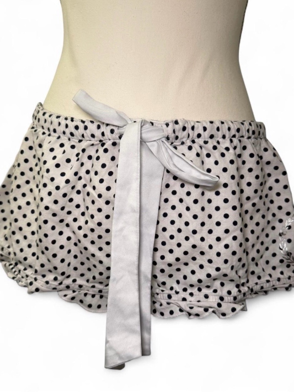 Victoria's Secret PINK white/black polka dot shorts with bow detail